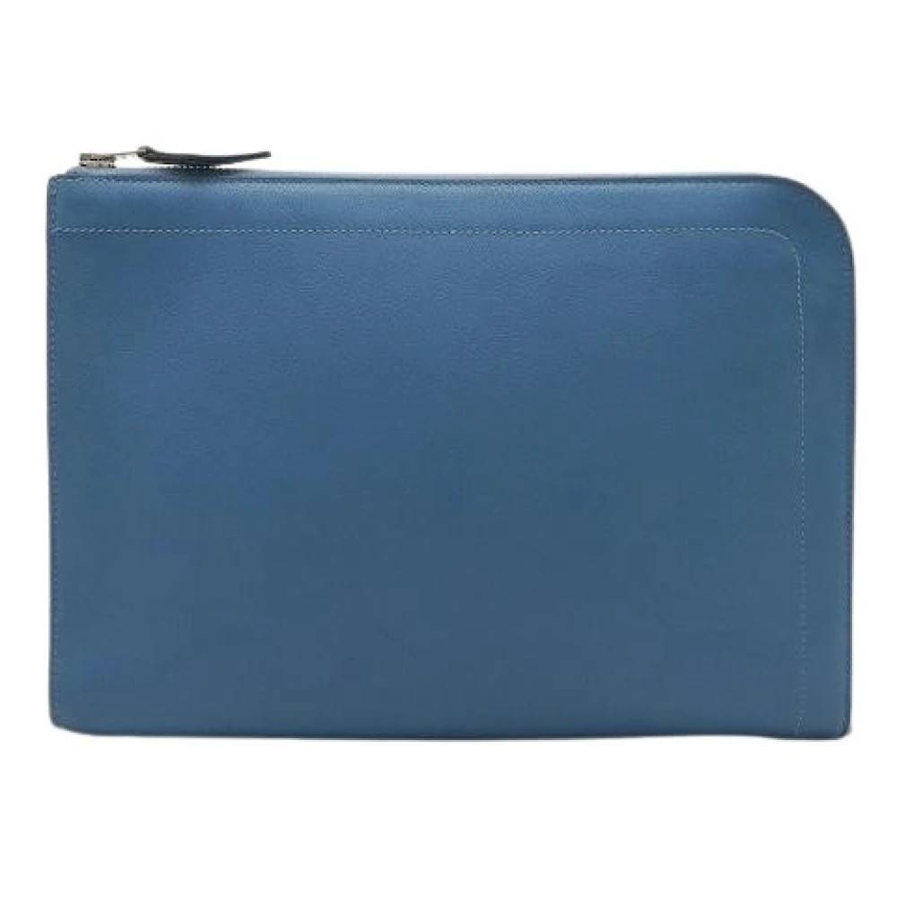 Hermès Vintage Pre-owned Evercolor Læder Clutch Business Taske - Vintage - unisex - Blå - ONE SIZE - Læder