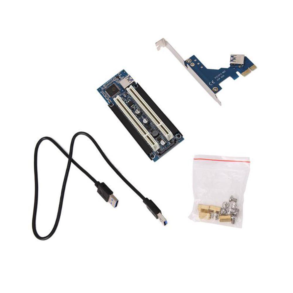 Pci-e express x1 to dual pci riser extend adapterkort med kabel för win 2000/ xp