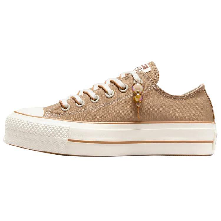 Converse Chuck Taylor All Star Lift Low Khaki Charm Dam Sneakers Brun Vit A11619C 40