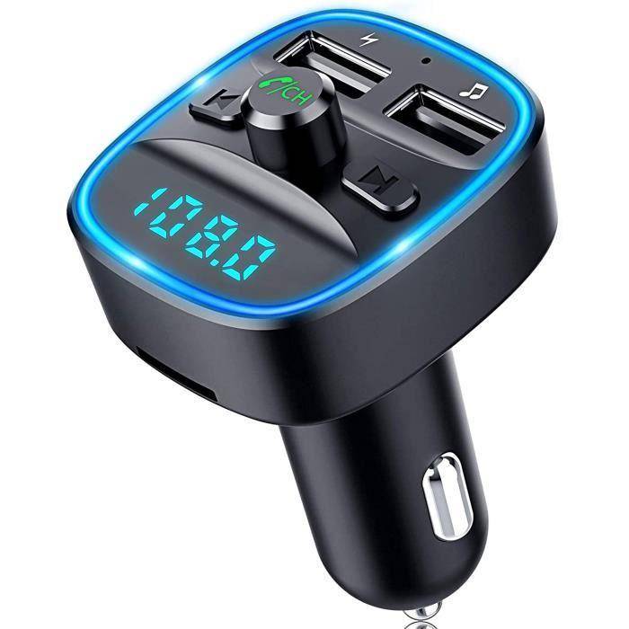Bluetooth FM-sändare, Bluetooth 5.0 Biladapter Radio MP3-spelare Trådlös Handsfree-sats, Cigarettändarladdare med