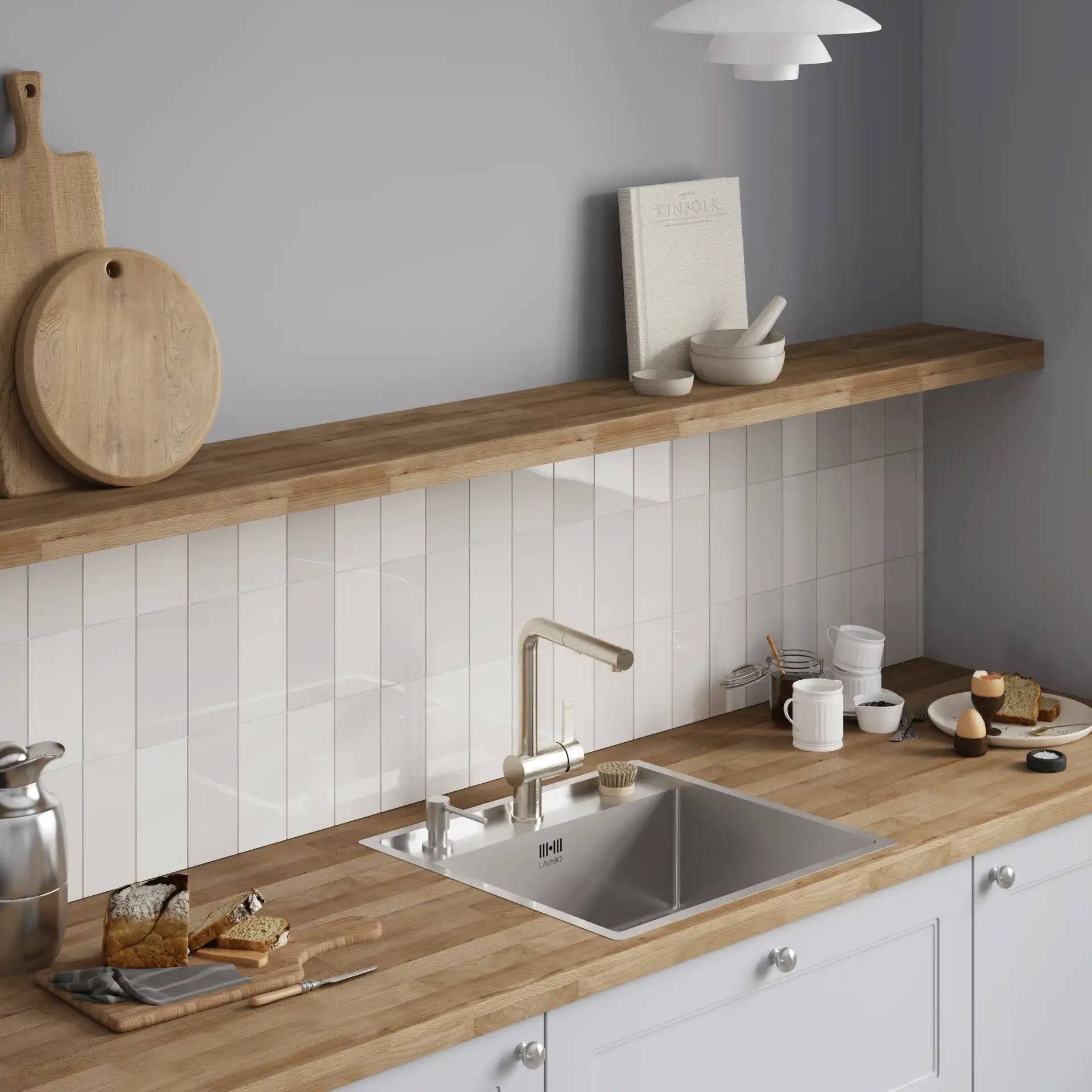 KUBUS 285 KØKKENARMATUR M/UDTRÆK, KROM.