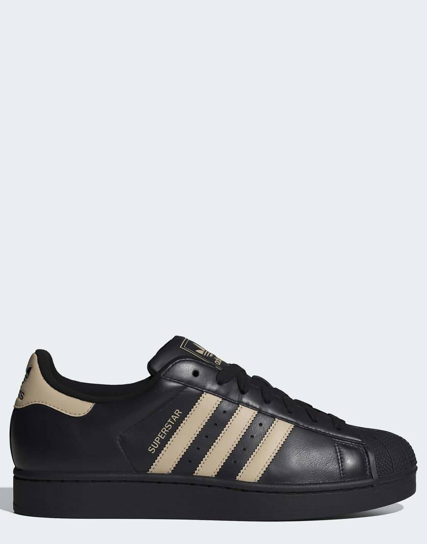adidas Originals - Superstar II - Sorte og kakigrønne sneakers - 38