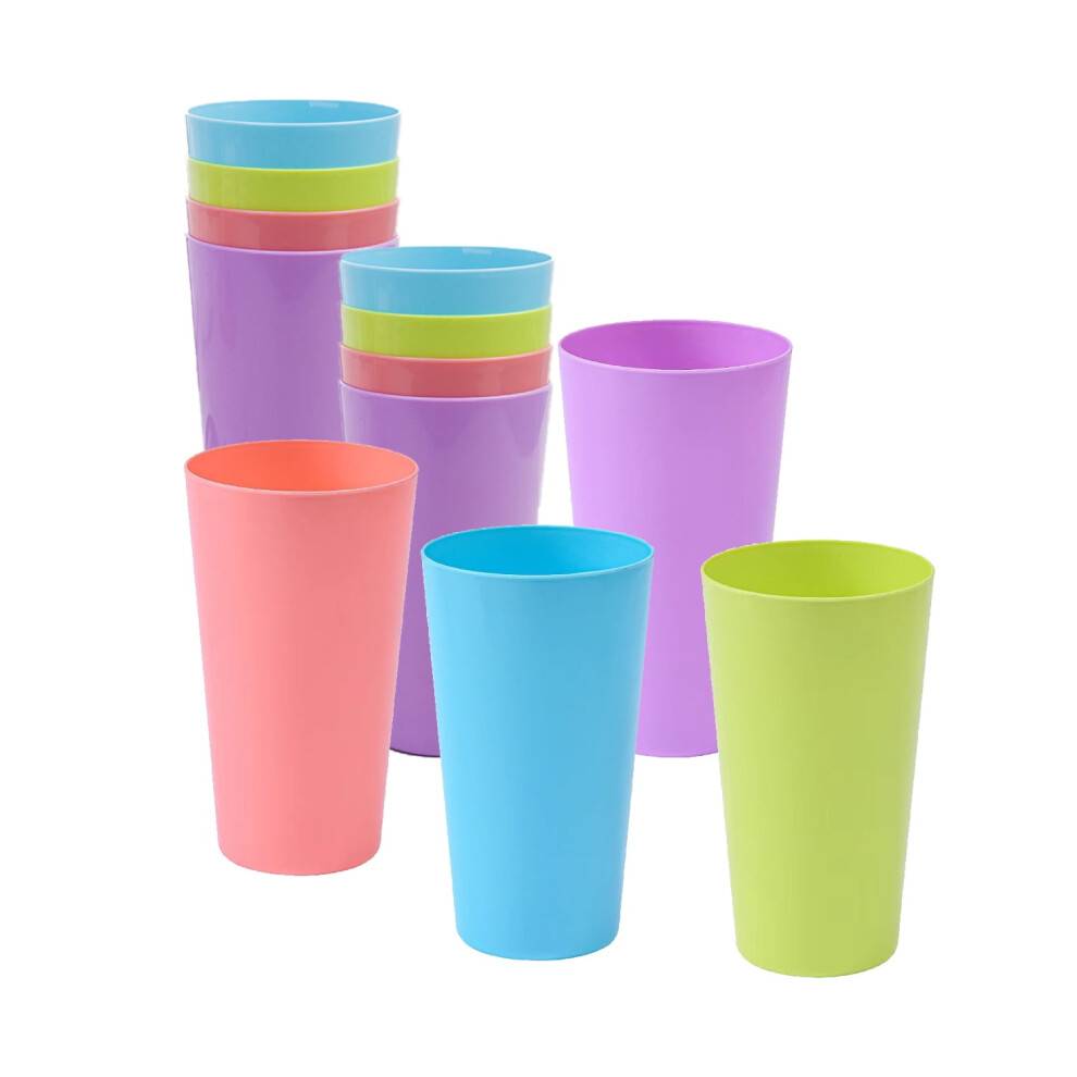 Genanvendelige plastikglas, 18 oz sæt med 12, stabelbare