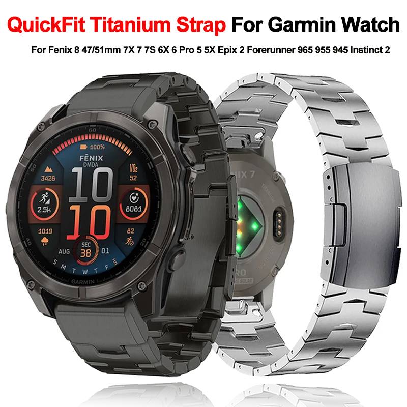 Quickfit 22mm 26mm Titanium Strap For Garmin Fenix 8 E 47/51mm 5/5X/5XPlus/3 Metal Release Watch Band For Forerunner 935 945 965
