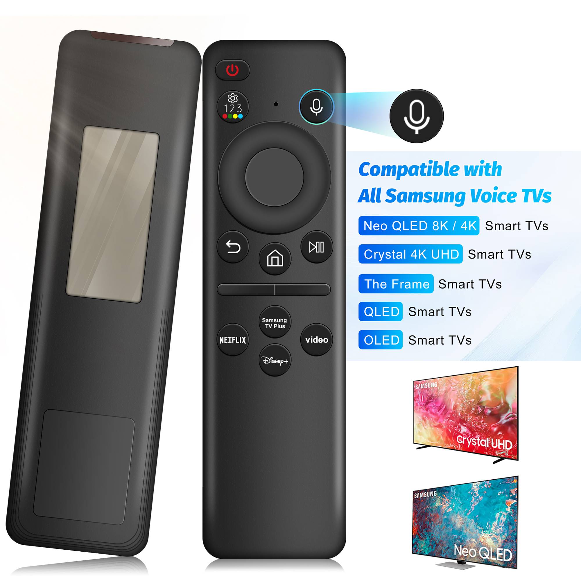 Voice Remote Control for Samsung Smart TV NEO QLED Replacement Solar Remote Control for Samsung TV Rechargable Remote Control