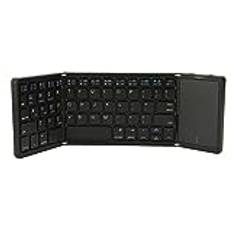 B089T Foldable Keyboard, Three Folding Portable Wireless Keyboard with Touchpad, 64 Keys USB C Computer Keyboard for Laptop Tablet (Svart)