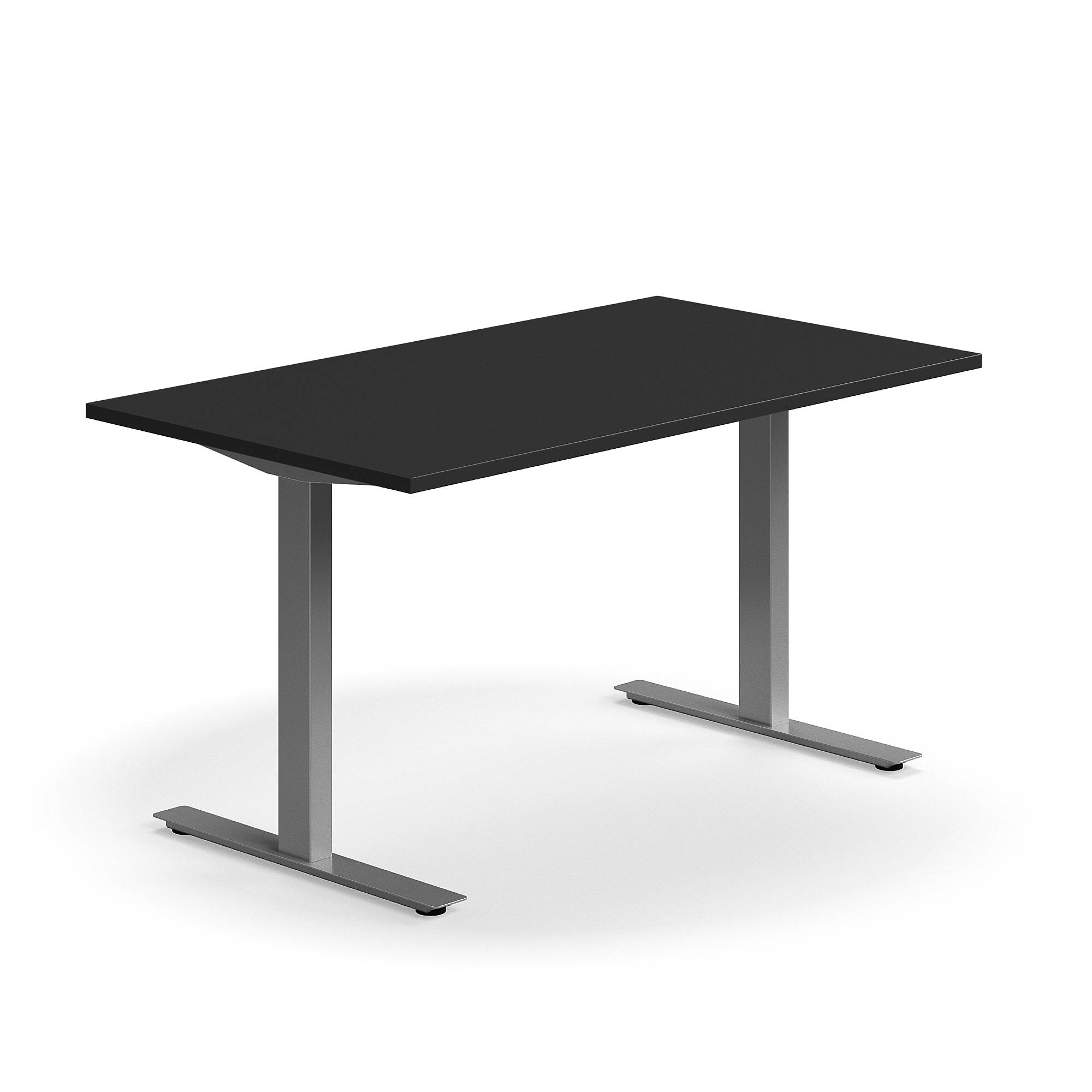 Skrivbord QBUS, T-stativ, 1400x800 mm, silver, svart