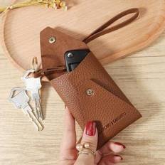 Fashionable Solid Color Minimalist Portable Key Holder, Key Case,Clasp Key Bag,Business,For Anniversary,For Christmas,On Valentine's Day,For Birthday - Brown