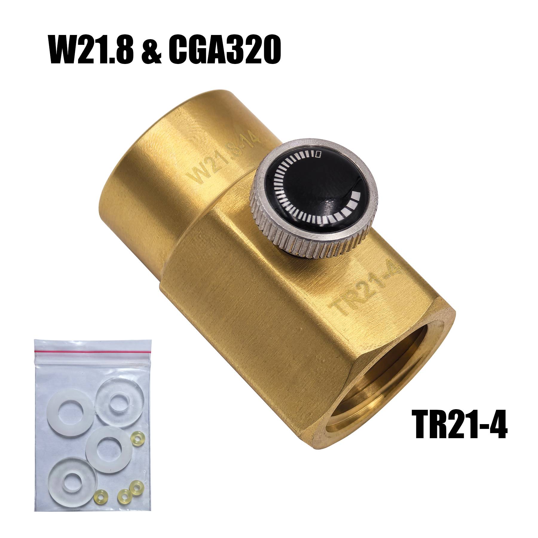 Sparkling Soda Water CO2 Cylinder Refilling Fill Station Adapter with Bleed Valve TR21.4 to W21.8-14 or CGA320 Connector