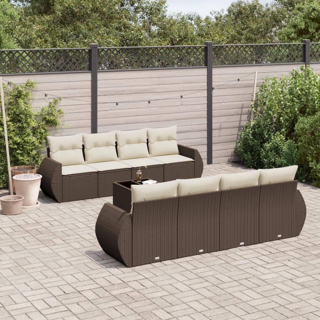 Sofasæt Til Haven 9 Dele Med Hynder Polyrattan - Brun