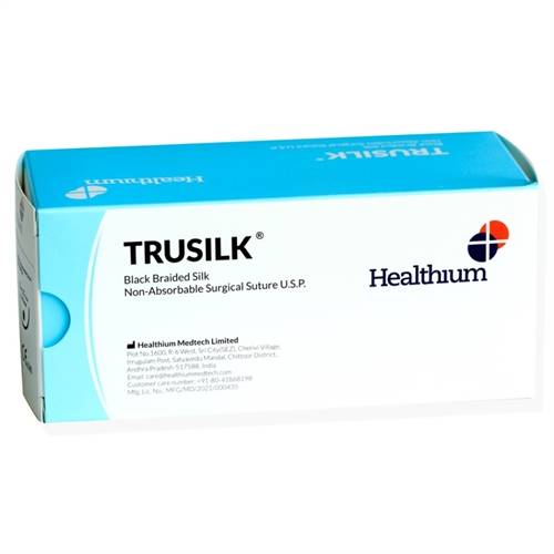 TRUSILK sutur ikke-resorberbar tråd i sort, gauge 2-0 circle 3/8 nål 26 mm - 12 stk