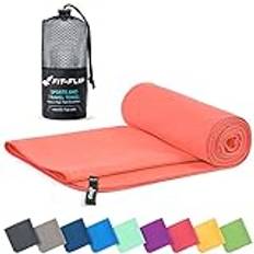 Fit-Flip microfiber handduk - kompakt, ultralätt och snabbtorkande microfiberduk – en perfekt resehandduk, sporthandduk och strandhanduk – handdukar för camping (60x120cm persika)