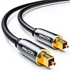 deleyCON 0,5m Optisk Digital Ljudkabel - S/PDIF - 2x Toslink-Kontakt - LWL Fiberoptisk Kabel Metallkontakt 5mm Flexibel - Svart