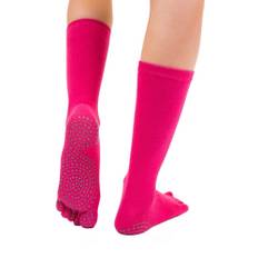 TOETOE yoga & pilates mid-calf anti-slip sokker, pink str. 35-38