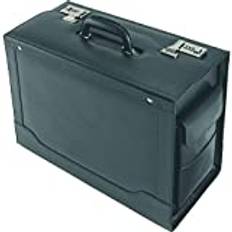 Alassio Pilotväska Ancona, portfölj av äkta läder, handbagage, dokumentväska med hängande register resväska, 45 cm, 32 liter, svart