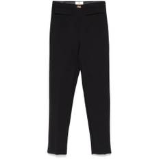 Elisabetta Franchi, Byxor, Dam, M, Svarta Croppade Byxor med Dragkedja i Sidan - black (M)