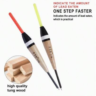 FTK 5-delars flöteset: 0035, 0.0/05, 0.106, 0.141, balsa trä och kopparkompositmaterial, blandade storlekar för karpfiske, exklusivt färgschema för fi - Multifärgad (3g (5 st),4g (5 st),2g (5 st))
