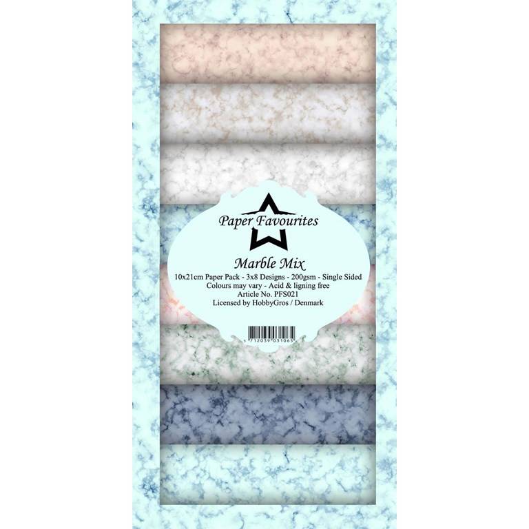 Scrapbookingpapper - Slimline - Marble Mix - 10x21cm