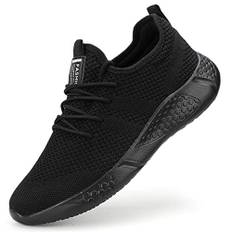 BUBUDENG Herren Schuhe Laufschuhe Sportschuhe Sneaker Straßenlaufschuhe Turnschuhe Outdoor Leichtgewichts Laufschuhe Freizeit Atmungsaktive Fitness Schuhe Schwarz EU 44