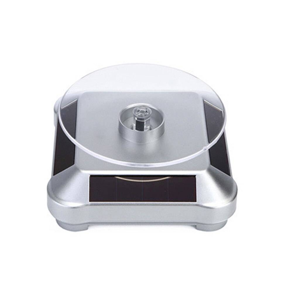 Solar showcase 360 automatisk roterande skivspelare smycken organisatör halsband armband klocka telefon display stativ xin-shippi - silver--