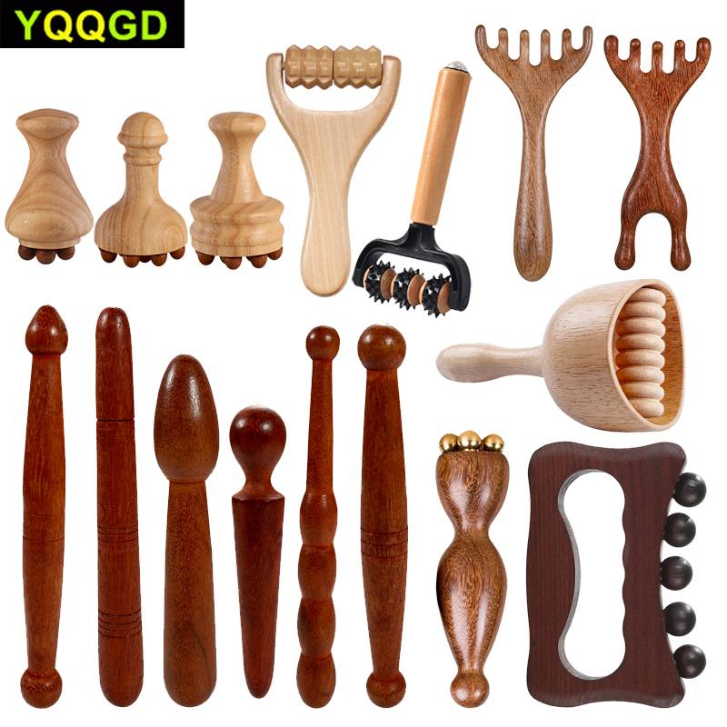 1PC Wood Therapy Massage Tools,Anti Cellulite Massager Body Scraping Lymphatic Drainage Massager,Trigger Point Wood Therapy Gua