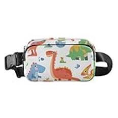 Trendig midjeväska crossbody väska söta färgade dinosaurier trex män kvinnor vattentålig crossbody-passväska med justerbar rem för resor shopping löpning, Söta färgade dinosaurier Trex, 1 Size