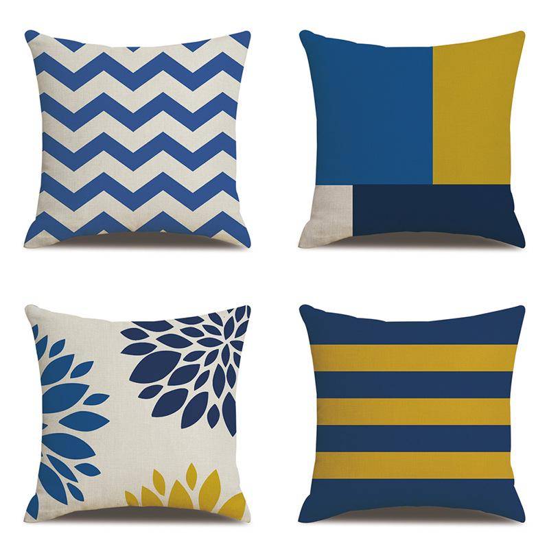 Medelhavsstil Nordisk Modern Kuddfodral Geometriskt Mönster Kontorskudde Bilsoffkudde Fodral Premium Hållbar