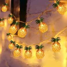 1 st 2025 tropiska LED-ljusslingor | Ananas-, flamingo- och palmträdsdesign | Ljusslingor för rumsdekor | Flerfärgad julstämningsbelysning | Ingen kon (10LED (ananas))