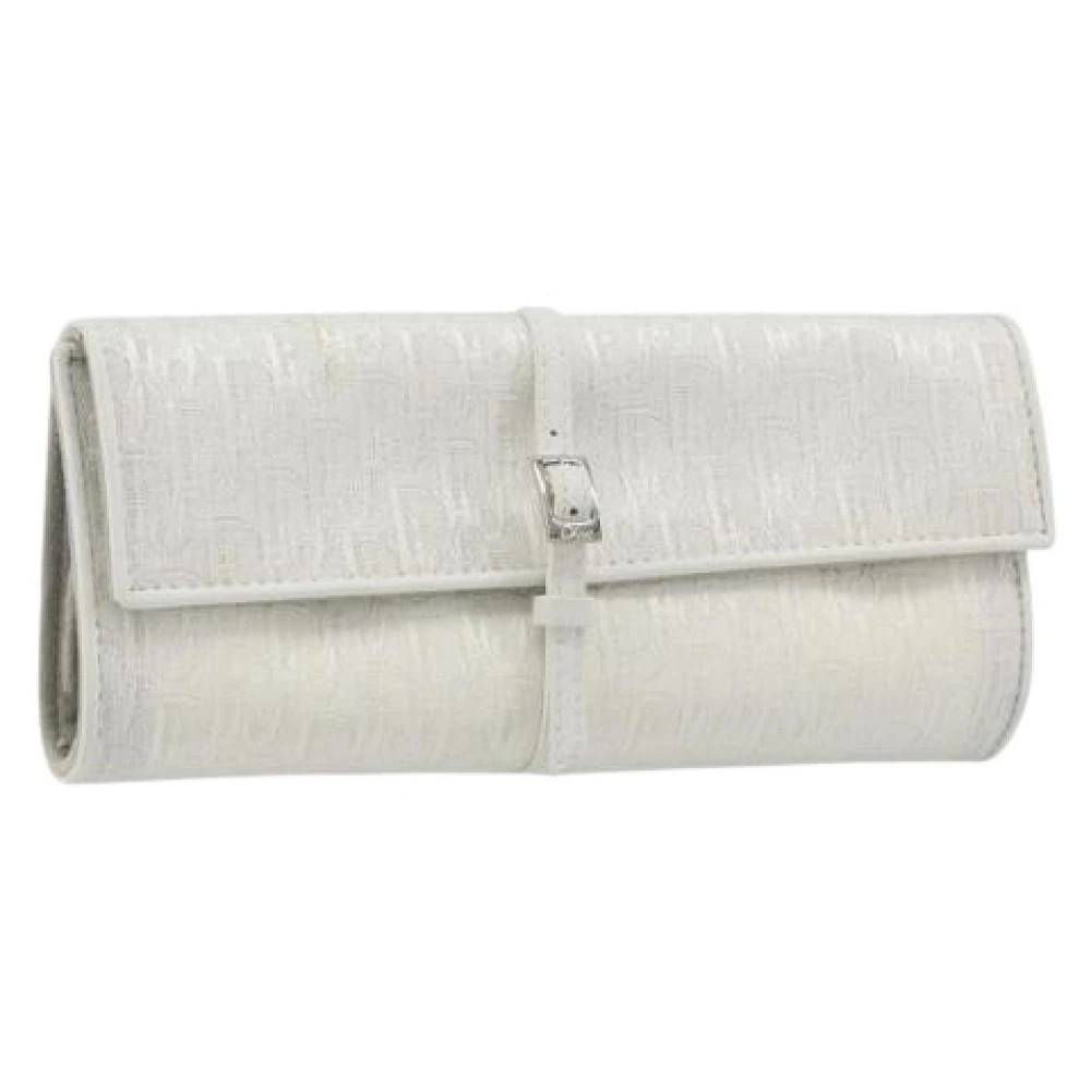 Dior Vintage Pre-owned Trotter Canvas Pouch - Vintage - Dame - Hvid - ONE SIZE - Læder