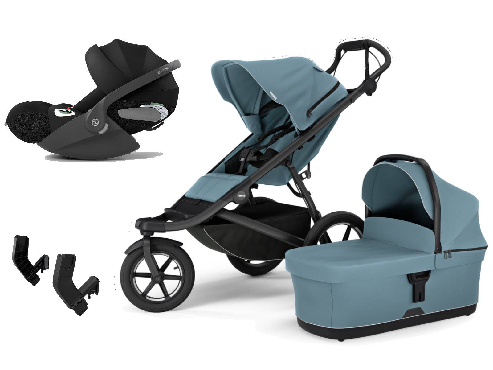 Thule Urban Glide 3 Stroller Set 3-in-1 incl. Cybex Cloud T i-Size Infant Car Seat - Mid Blue - Magnetic Buckle