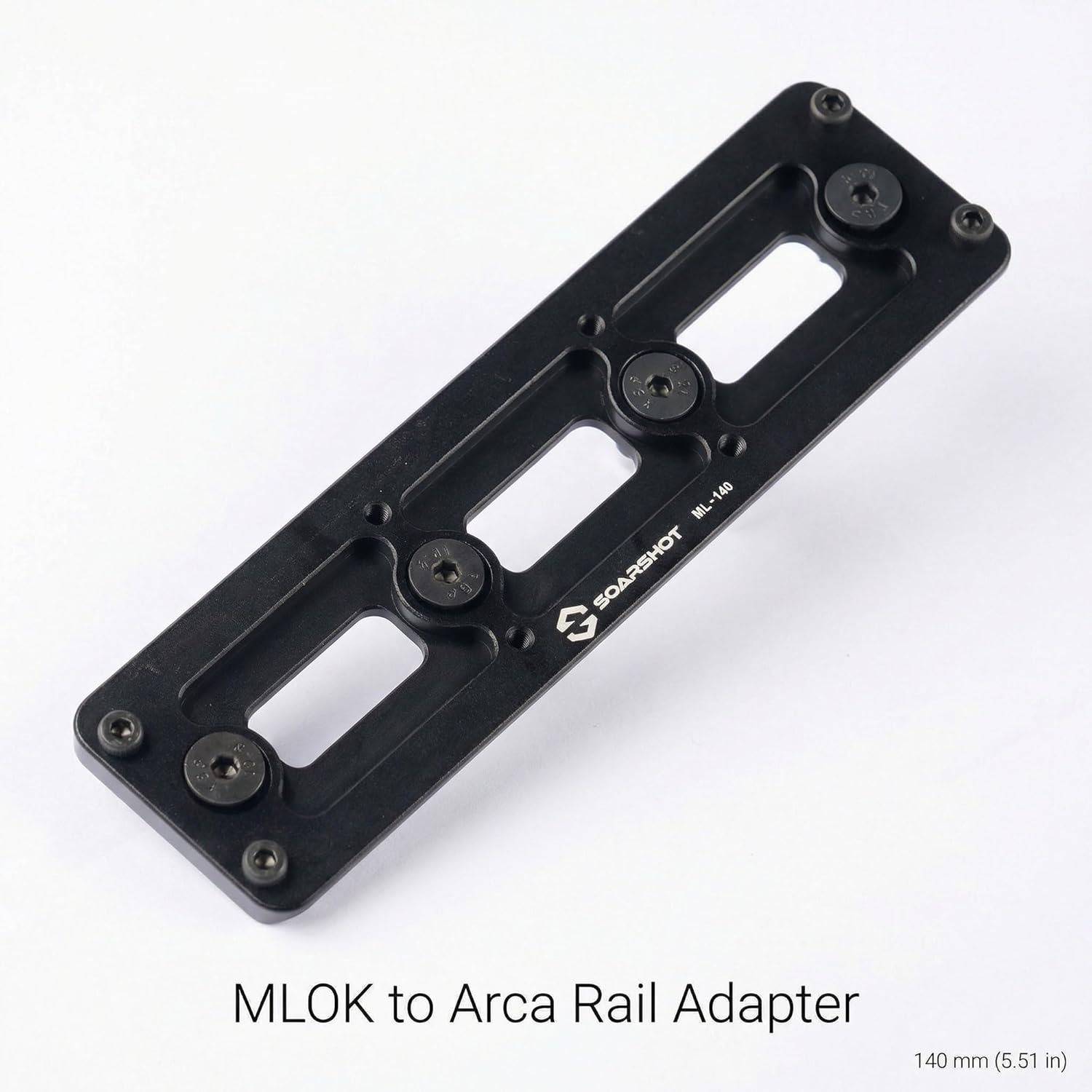 ML-140 M 38mm Lok Arca Type Dovetail Rail Adapter MLok Quick Release Tripod Mount Plate CNC Aluminum Bipod Adapter for Outdoor