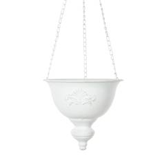 Ampel vit plåt ornament blomampel hängande blomkruka shabby chic lantlig stil