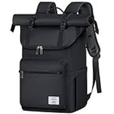 Lubardy Rolltop ryggsäck män kvinnor vattentät ryggsäck män laptop ryggsäck 17 tum med USB-perforering skolryggsäck dagryggsäck för universitet arbete resor fritid, svart, 17,3 Zoll, Avslappnad