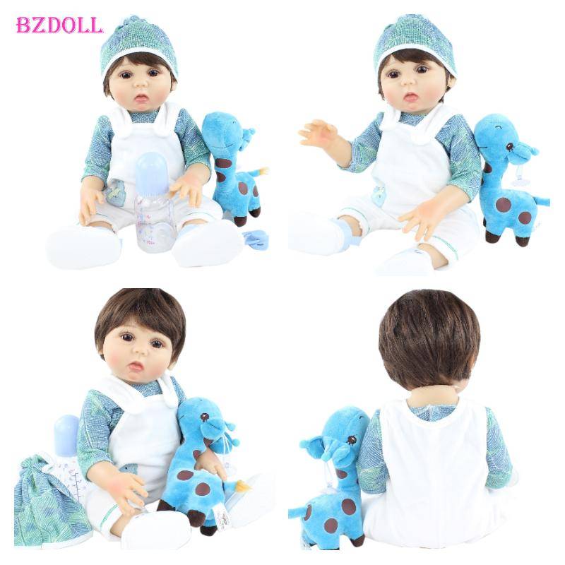 BZDOLL 19-tums helkroppsmjuk silikon Baby Reborn Doll 48cm Realistisk nyfödd BeBe Dolls Pojke Bada leksak Födelsedagspresent Boy-2