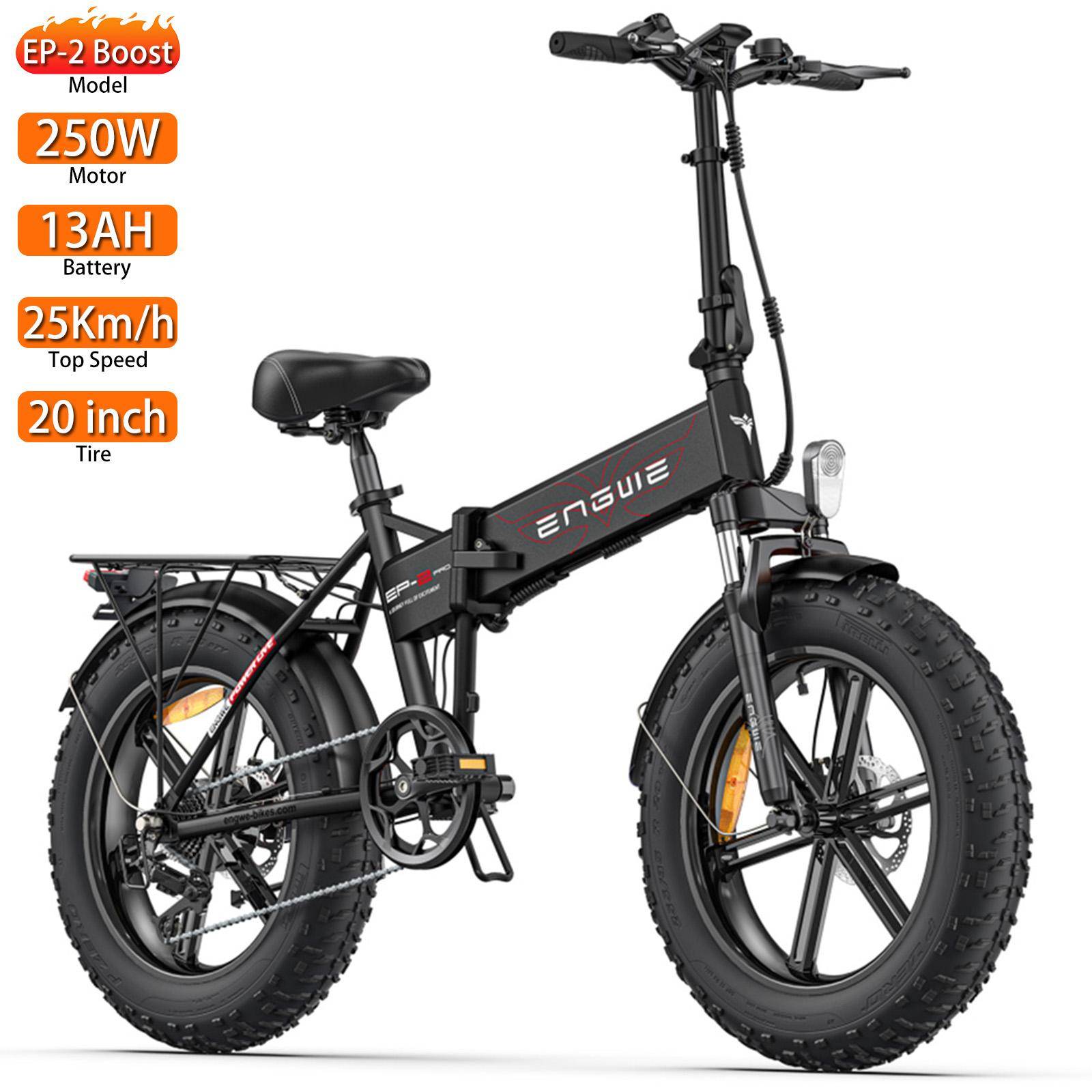 Elektrisk cykel hopfällbar ENGWE EP-2 BOOST 20  250W Motor Stadsebike 48V 13AH LCD-display 7 växlar Last 150 kg Svart svart
