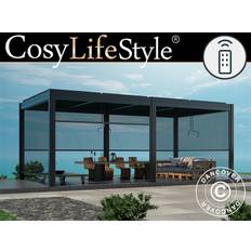 Bioklimatisk pergola-pavillon /Havepavillon San Pablo, 3x5,8m, inkl. 6 elektriske sidevægge, Sort