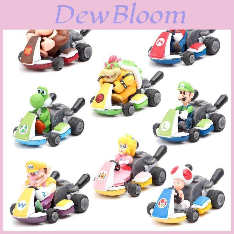 Super Mario Kart Dragbilställ Med Prinsessan Luigi Och Bowser-Figurer För Barn