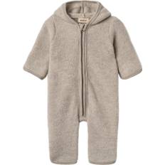 Wheat Uld Fleece Heldragt Ata Stl. 56/1m unisex - Sparkdräkter Från Magasin - Khaki Melange (56/1m)