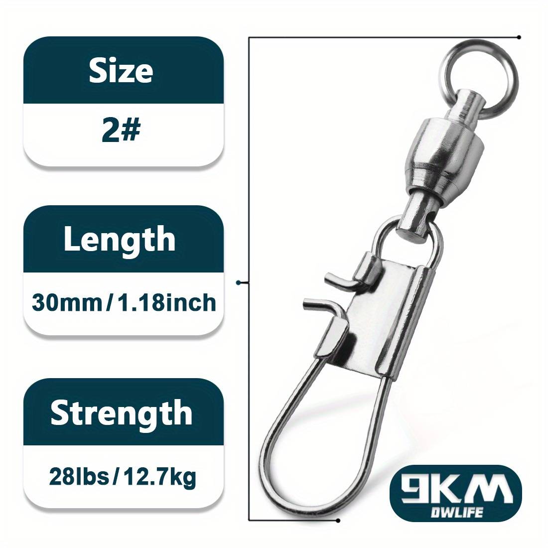 /100pcs Heavy Duty Stainless Steel Fishing Swivels With Snap - Ideal For Saltwater And Freshwater Fishing, 9km Ball Bearing For Smooth Rotation