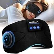 Musicozy sömnhörlurar, Bluetooth 5.4 sovmask hörlurar för de som sover på sidan, mjuk ögonmask med hörlurar för att sova/resa/avkoppling, gåvor för män kvinnor tonåringar