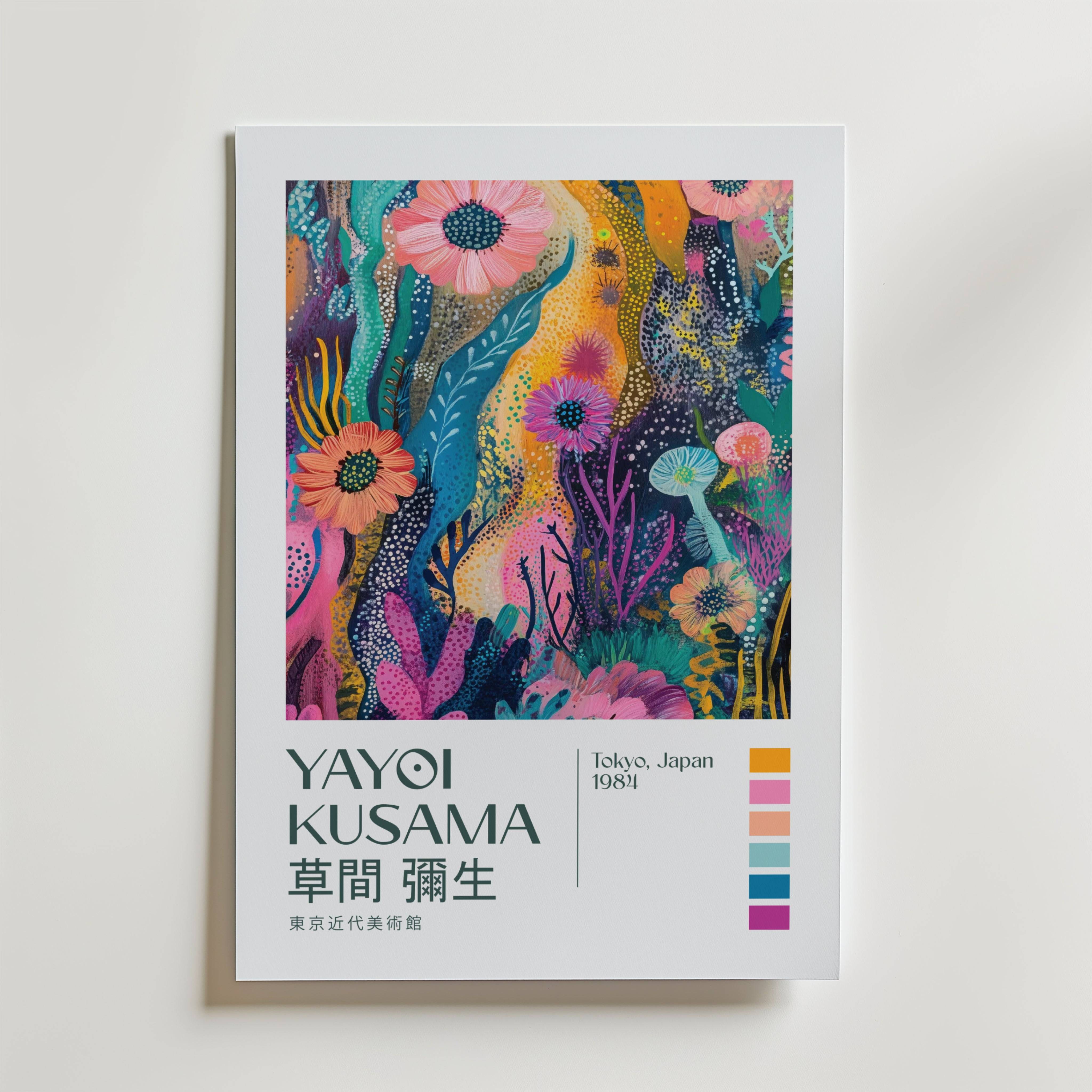 Yayoi Kusama Floral Current Poster - Premium Canvas 21x30 cm