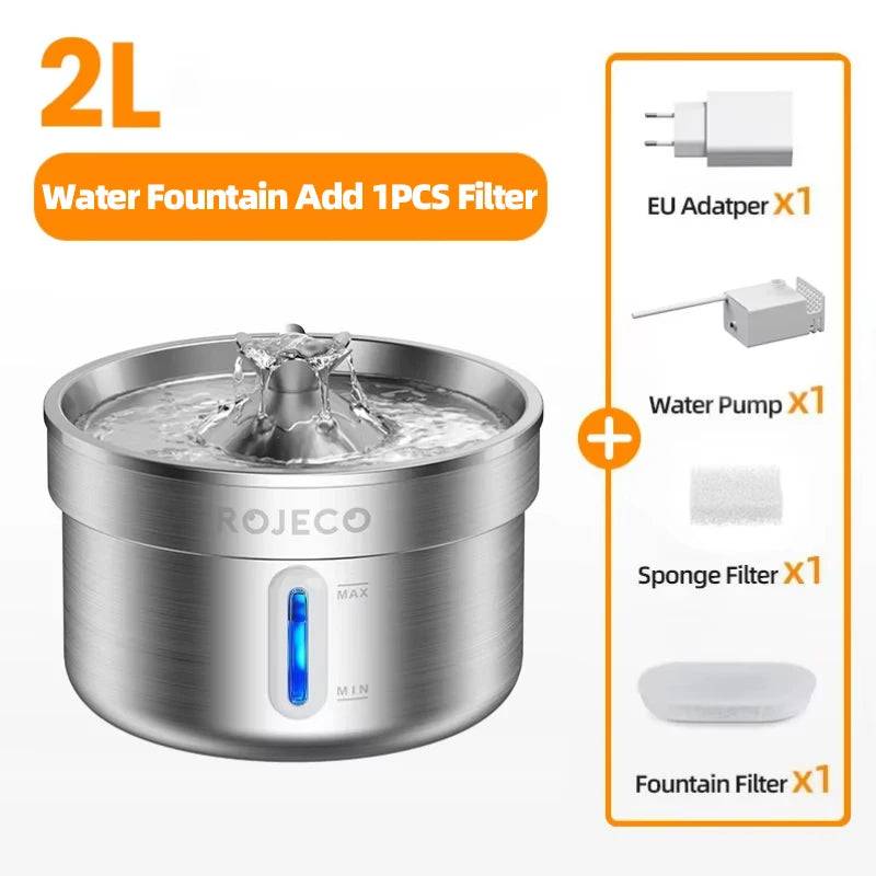 Stainless Steel Smart Pet Water Fountain - EU Adapter / 2L