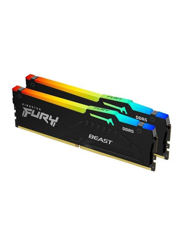 Kingston FURY Beast RGB DDR5-6000 - 64GB - CL30 - Dual Channel (2 pcs) - AMD EXPO & Intel XMP - Sort med RGB