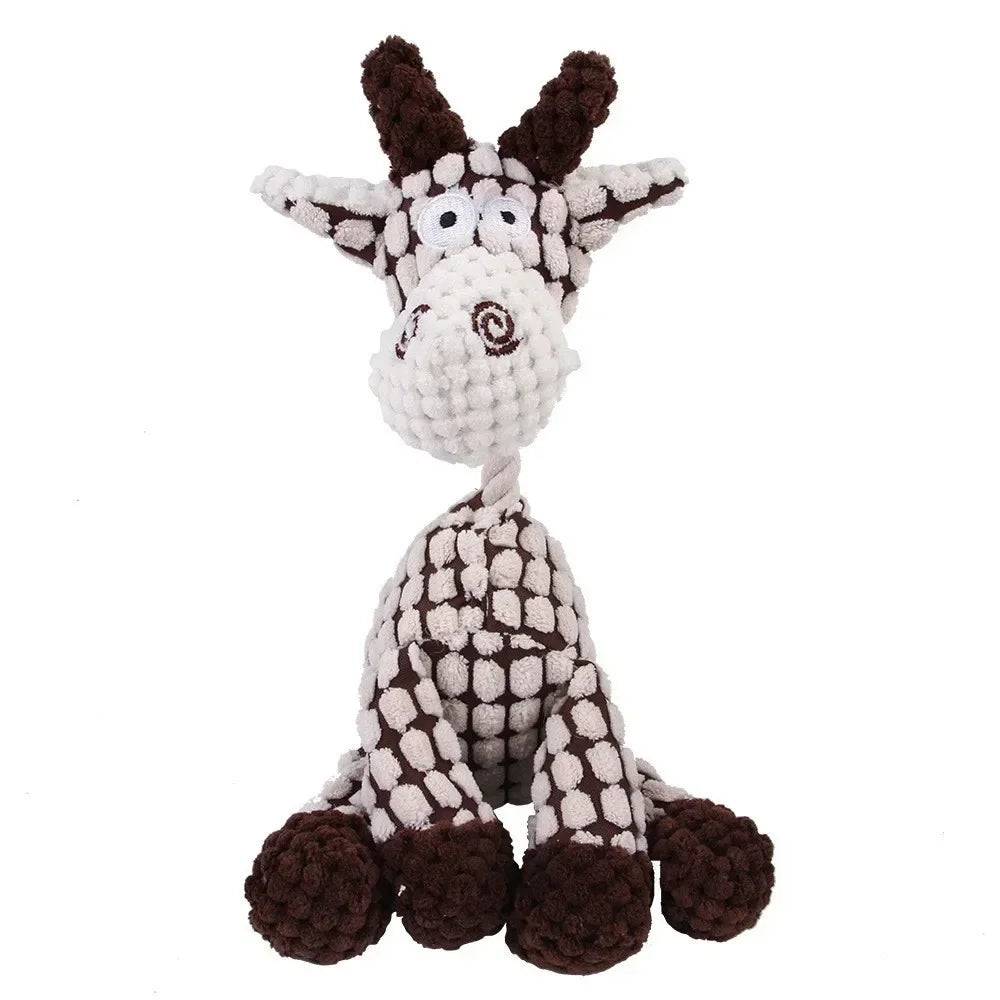 Plush Squeaky Dog Toy - Bite Resistant Corduroy Animal Shape - Lamb