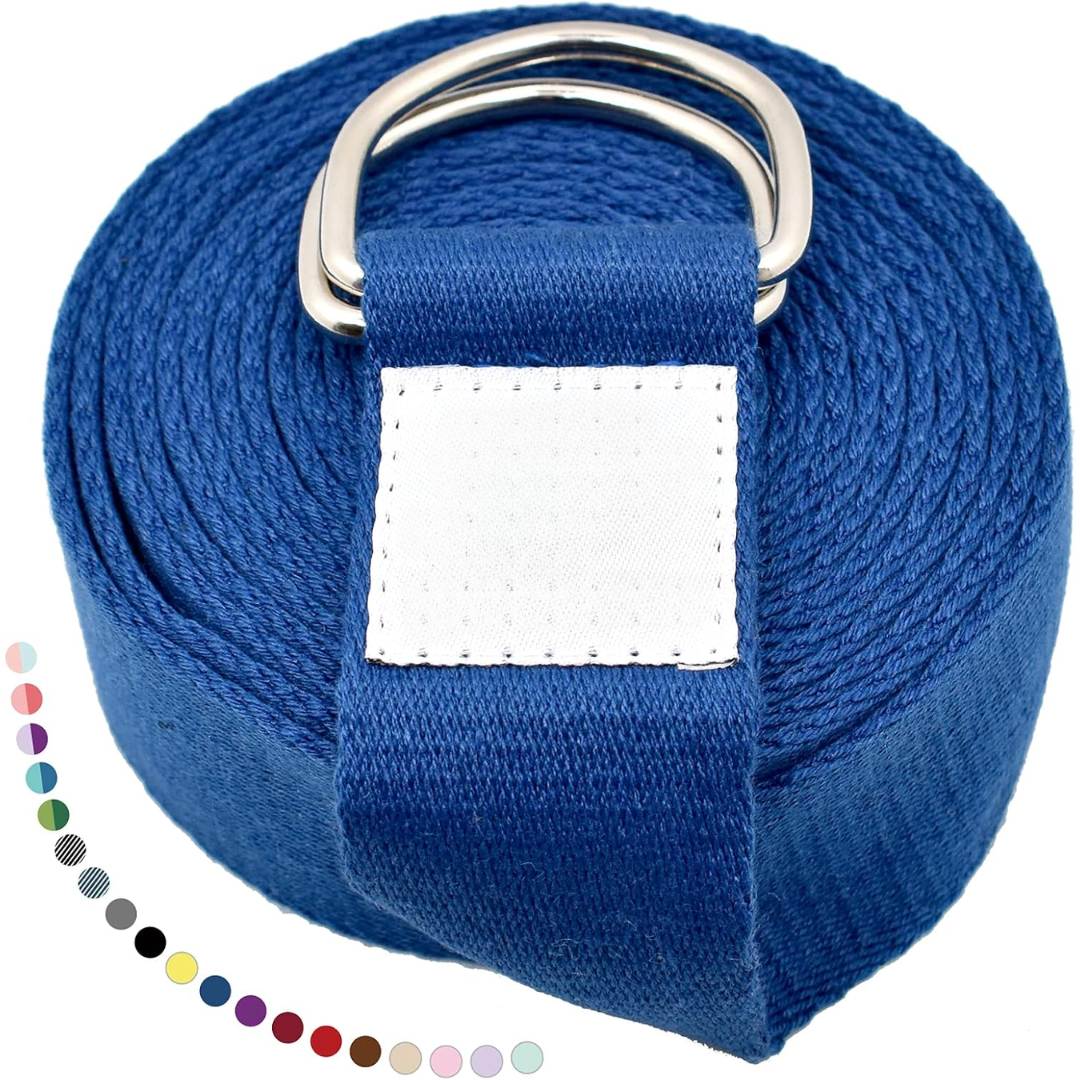 FlexFit – Justerbart Yogaband med D-Ring - 240 cm / Klassisk Blå