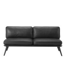 Fredericia Furniture - Spine Lounge Suite Sofa 2 Seater, Svartlackerad ask, Lädergrupp 3, 98 Max - Sofaer - Space Copenhagen - Sort