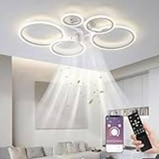 Ventilador De Techo LED med Luz Ventilador De Techo De Luz 130 W med Fjärrkontroll, Temperatur De 3 färger, 6 Arkiv Med Ventilador De Techo De Luz Sala De Estar Sovsal