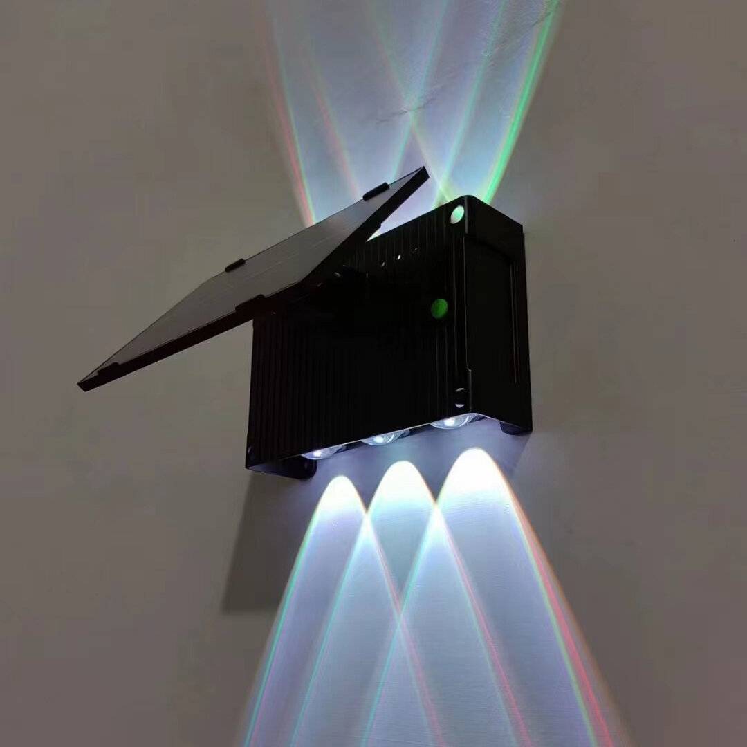 Dekorativ solcellsdriven vägglykta med uppljus och nedljus, RGB-väggbelysning, 1800mAh