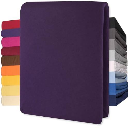 CelinaTex Jersey bäddmadrass resårlakan Lucina 180 x 200 – 200 x 200 cm lila, 100% bomull kammad upp till 12 cm madrasshöjd