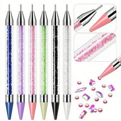 4 st diamantmålningsverktyg – självhäftande diamantpenna, dubbelhuvudig vaxpenna för strass, ädelstenar och kristallörhängen, nagelkonst-dottingpenna, (Multi-size)
